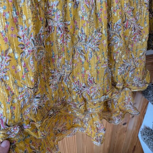 The Kooples Floral Print Ruffle Trimmed Silk Blend Crepe Dress Size 3 (6/8) - Picture 6 of 9